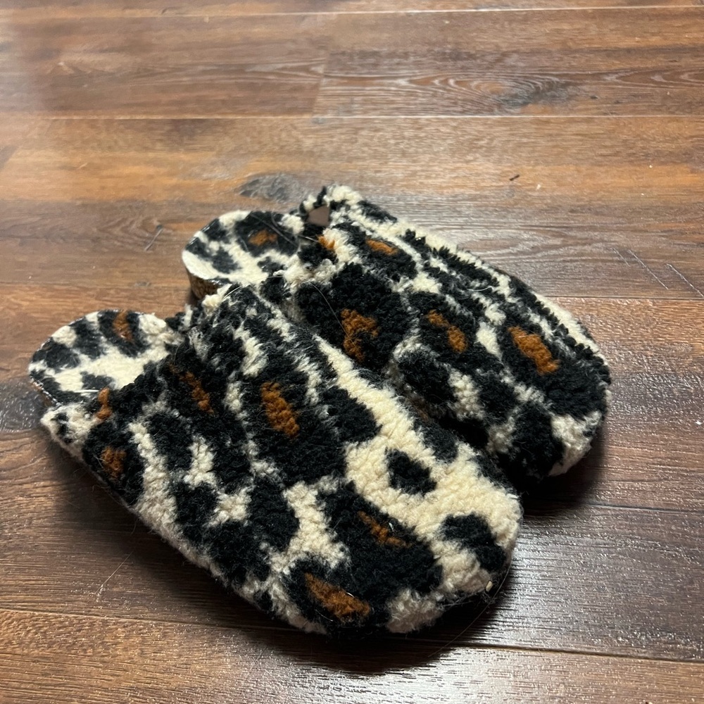 Marshalls Leopard Print Slippers - Black, Brown, Cream